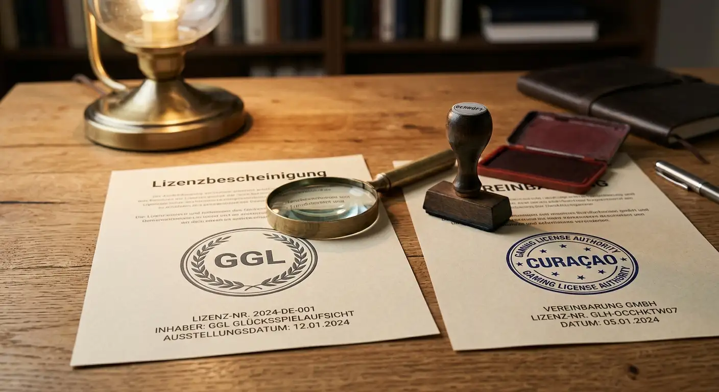 Lizenz-Check: GGL und Curaçao Logos, Stempel und Dokumente zur Spielregulierung