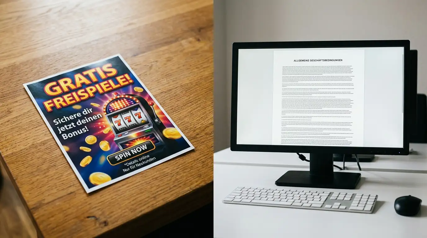 Marketing versus Realität bei Freispielen ohne Einzahlung – Screenshot einer Bonus-Seite