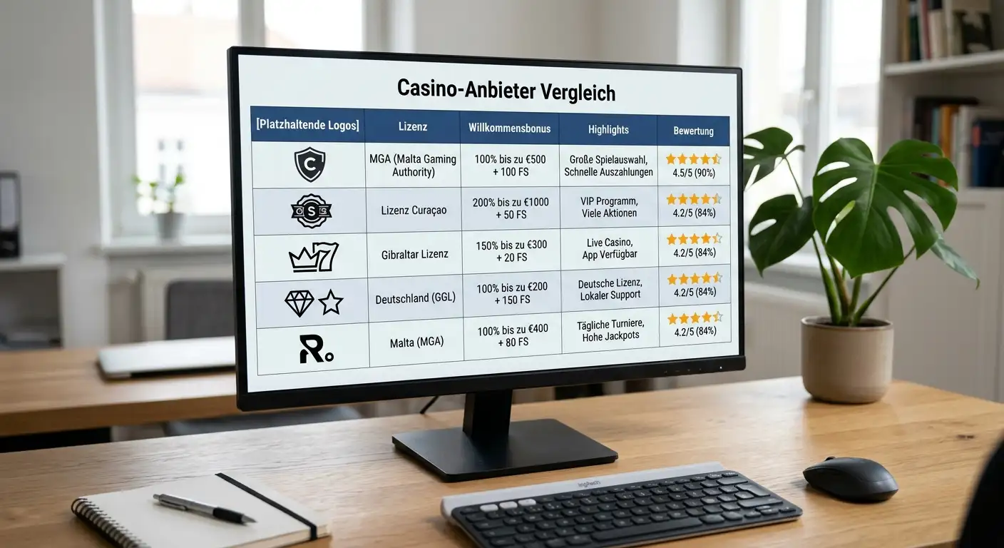 Vergleichstabelle der besten unbekannten Online Casinos mit Lizenz und Bonus