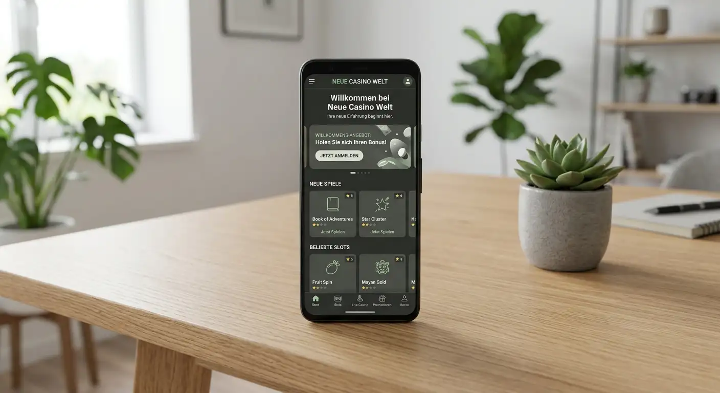 Neue mobile Casino-Plattform auf Smartphone mit modernem Design