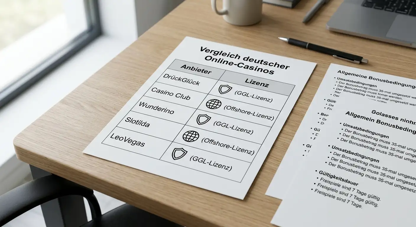 Vergleichstabelle der 10 Anbieter mit Bonus ohne Einzahlung