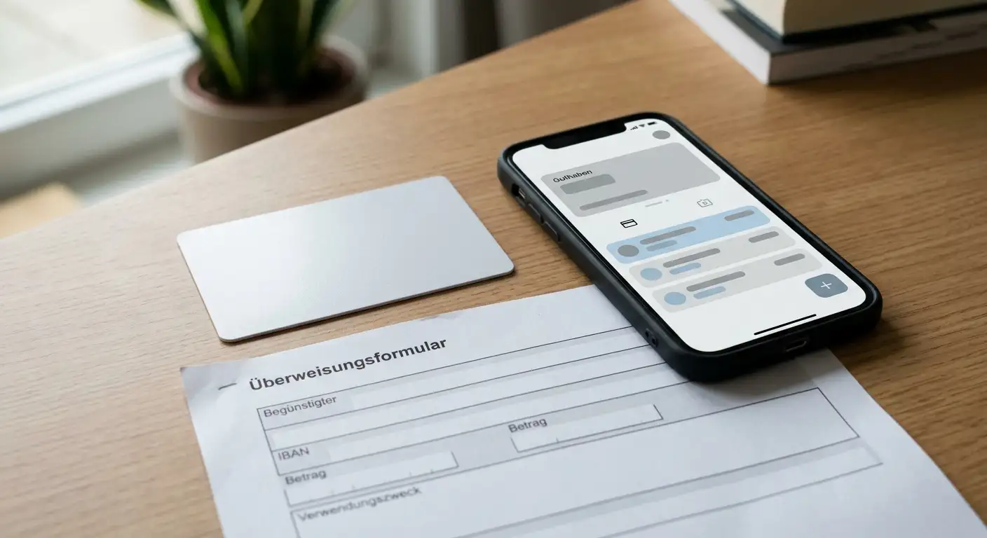 Kreditkarte, Smartphone mit Zahlungs-App und ein SEPA-Überweisungsformular als Zahlungsmethoden für die Bonusaktivierung
