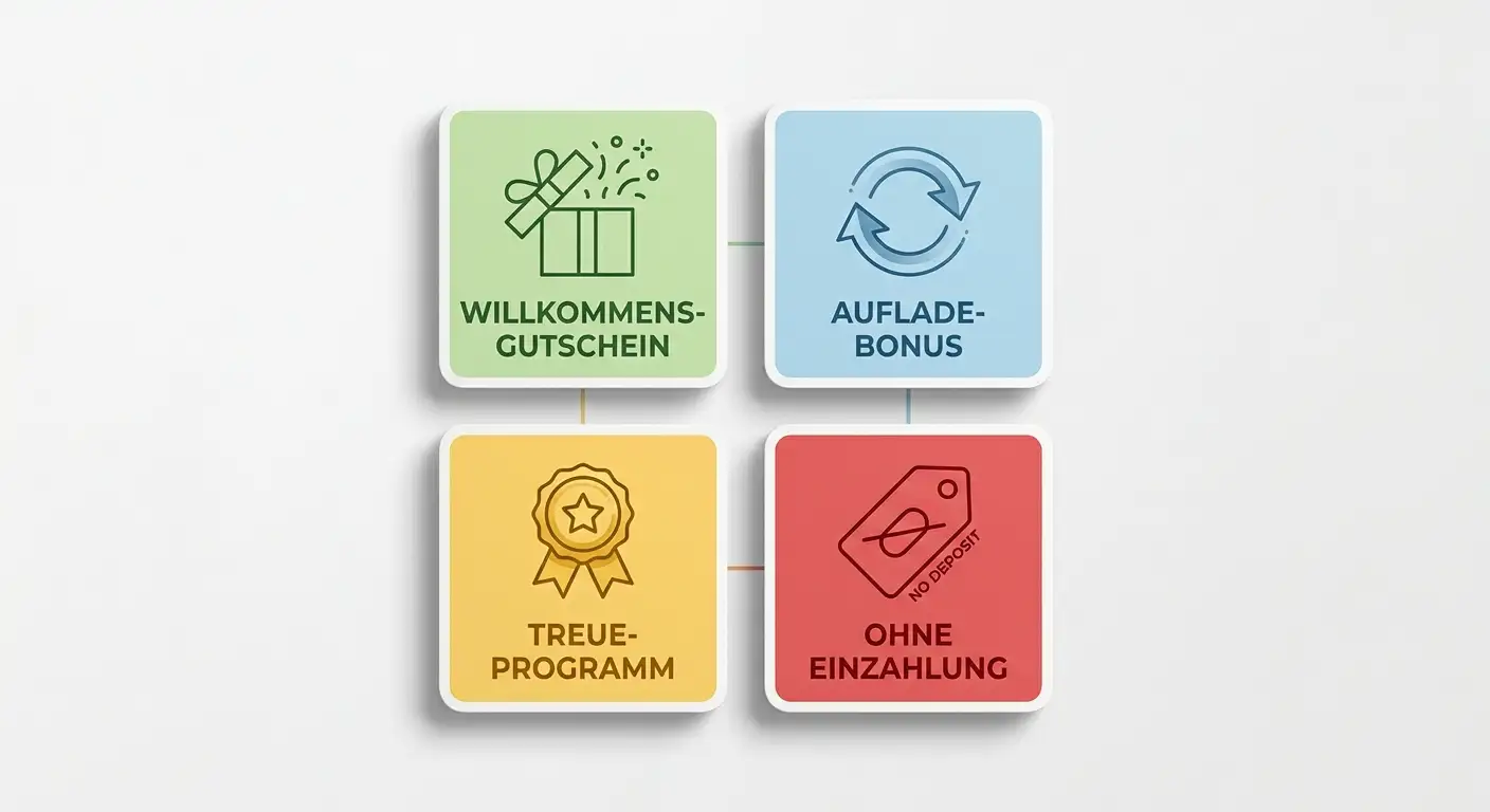 Gutschein-Typen Übersicht: Willkommensbonus, Reload, Treue, No-Deposit