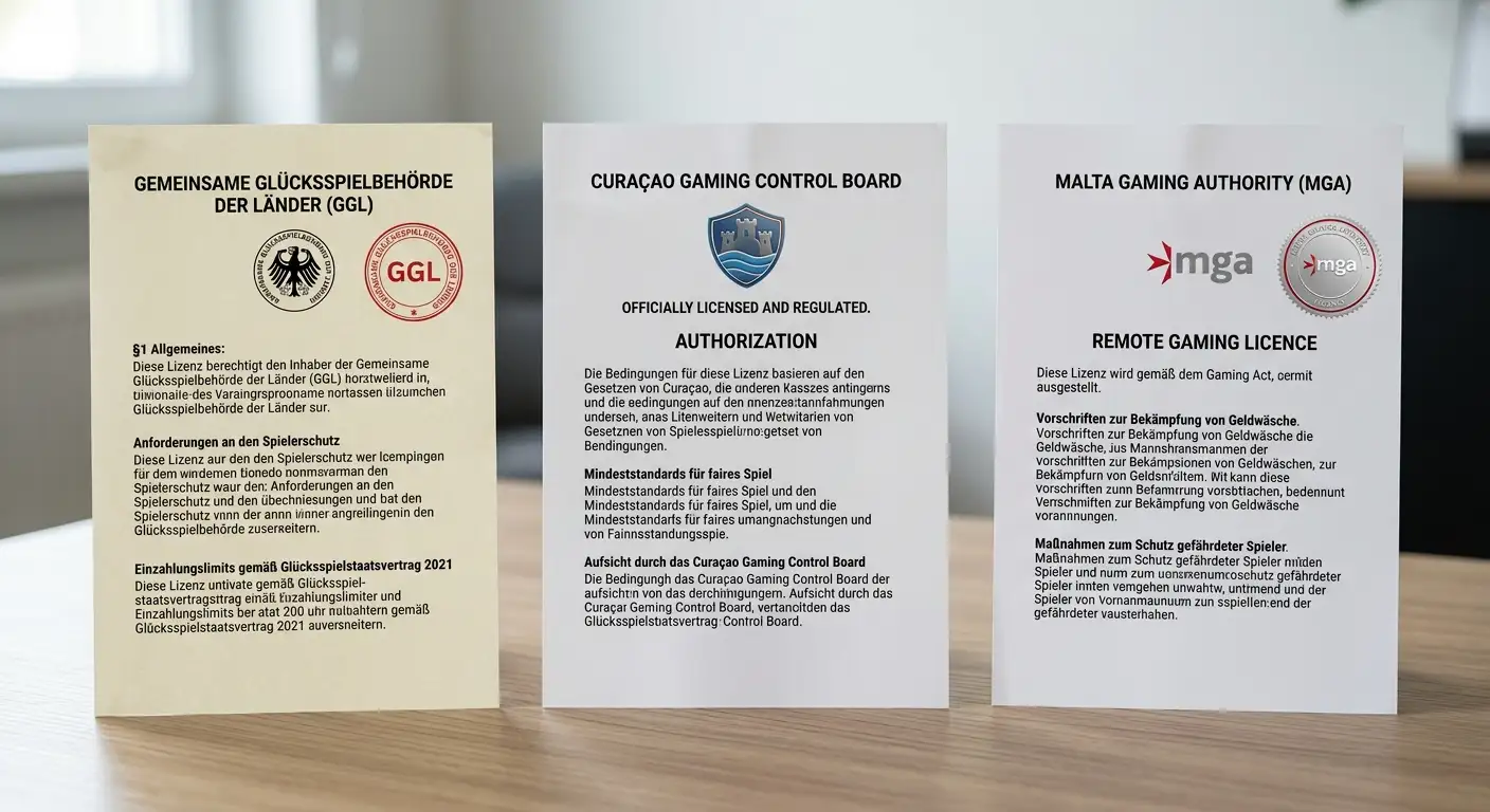 Casino-Lizenz GGL, Curacao und MGA im Vergleich