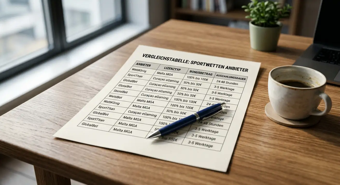 Vergleichstabelle der zehn besten Neukundenboni mit Lizenz- und Konditions-Spalten