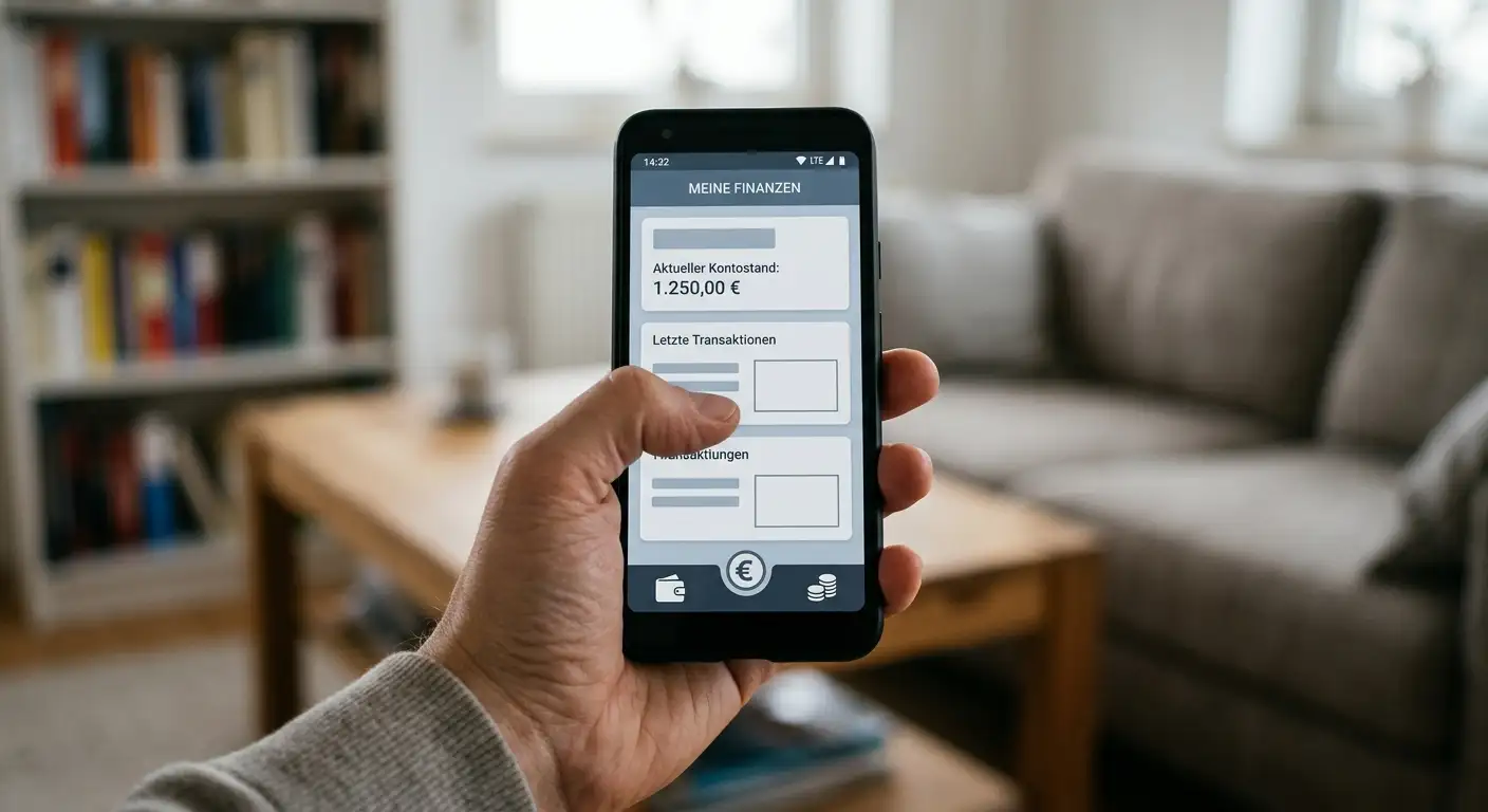 Hand hält Smartphone mit Casino-App und Zahlungsmethoden-Icons