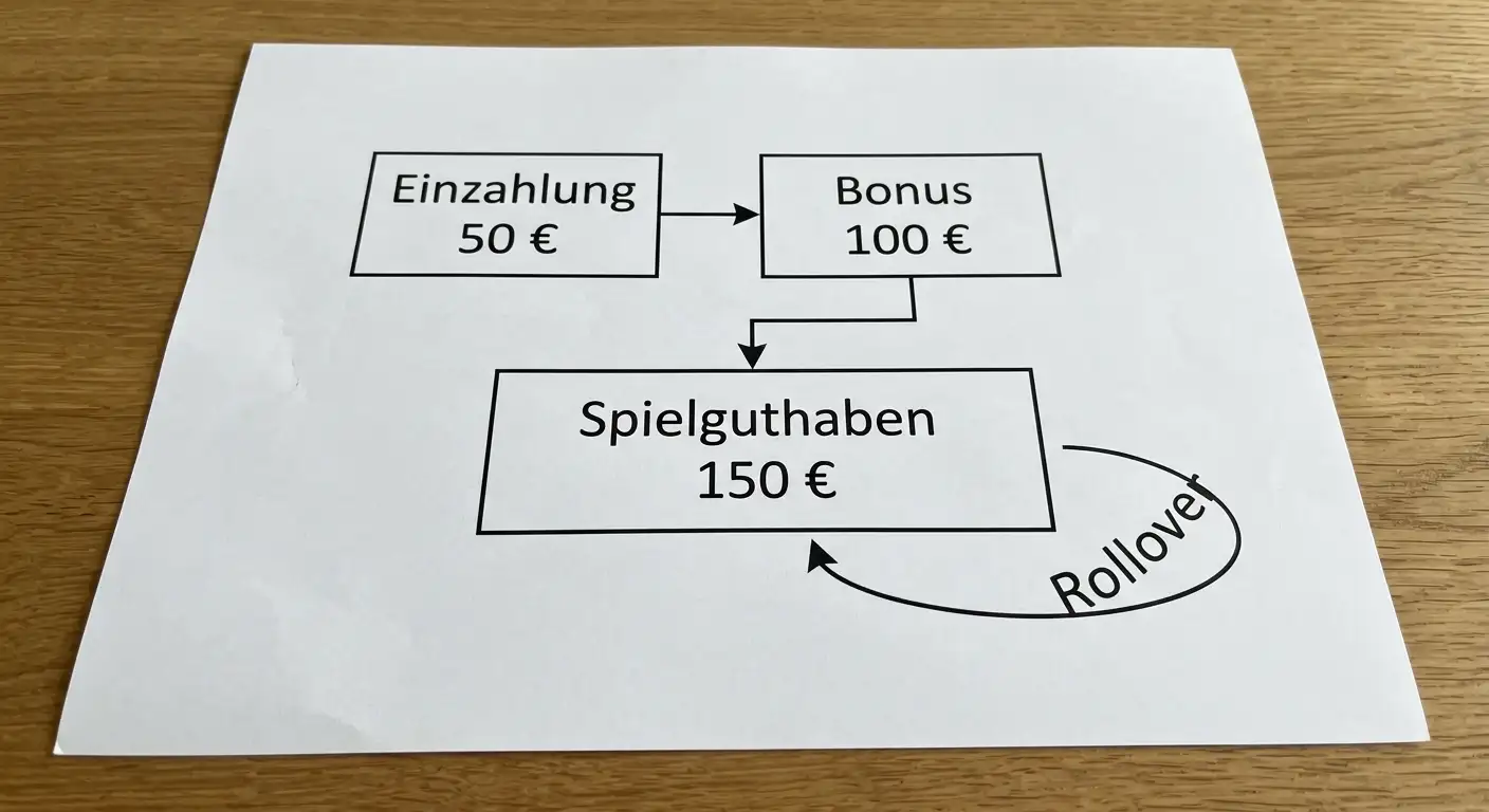 Wie ein 200% Casino-Bonus funktioniert: Einzahlung, Multiplikator und Rollover im Schema